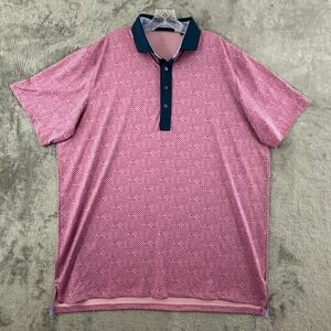 Greyson‎ Plus or Minus Allover Logo Golf Polo Mens XL Pink Blue Short Sleeve